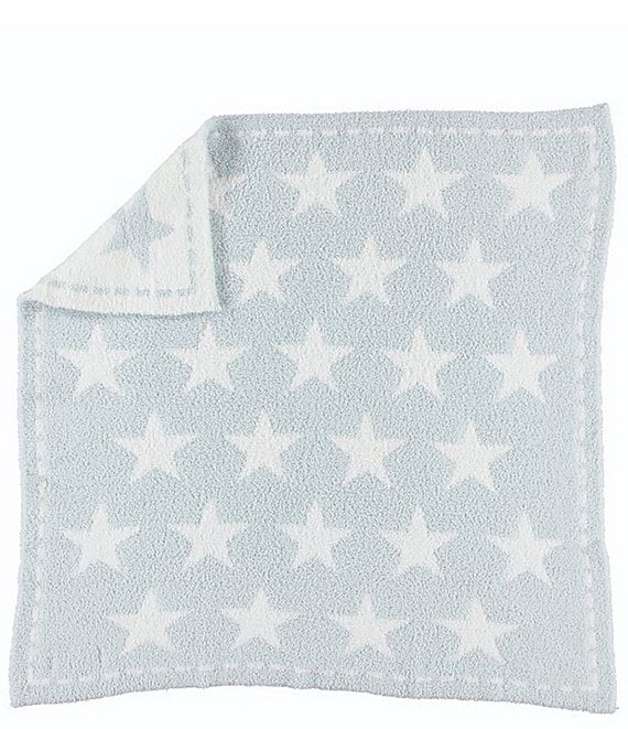 Barefoot Dreams CozyChic® Dream Receiving Blanket, Aqua Ice/White/Stars - Image 1