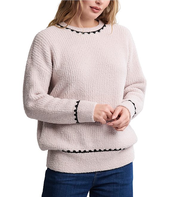 Barefoot Dreams CozyChic® Ribbed Sweater With Blanket Stitch