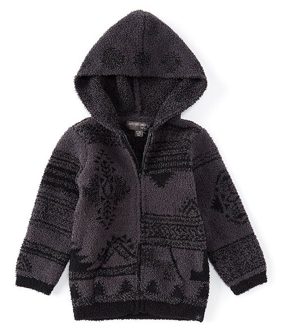 Color:Black Carbon - Image 1 - Toddler 2-5 Patchwork Print Hooded CozyChic® Jacket