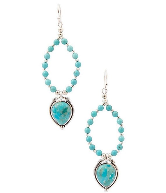 Barse Big Sky Turquoise Magnesite Statement Drop Earrings