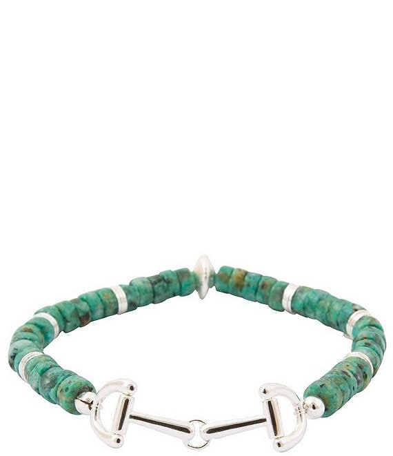 Barse Bits Silver and Turquoise Magnesite Stretch Bracelet