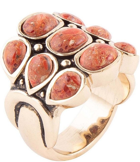 Color:Coral - Image 1 - Bronze and Cayenne Coral Band Ring