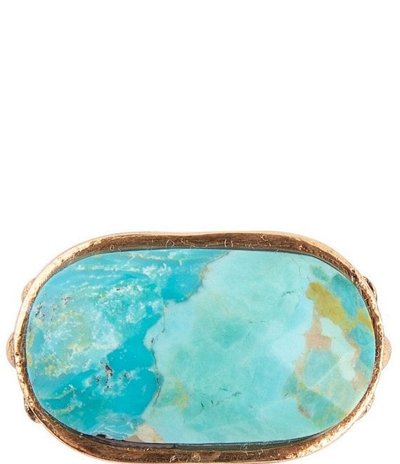 Color:Turquoise - Image 1 - Bronze and Faceted Genuine Turquoise Cocktail Ring