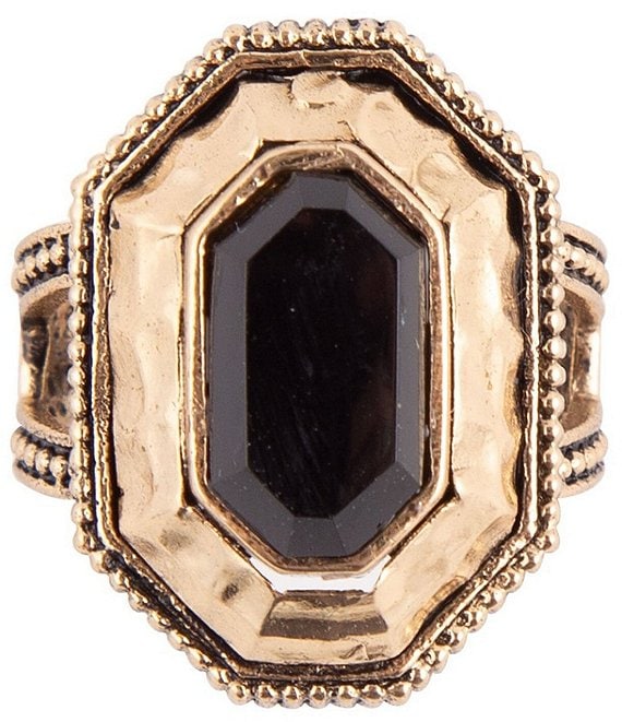 Color:Onxy - Image 1 - Bronze and Faceted Onyx Cocktail Ring