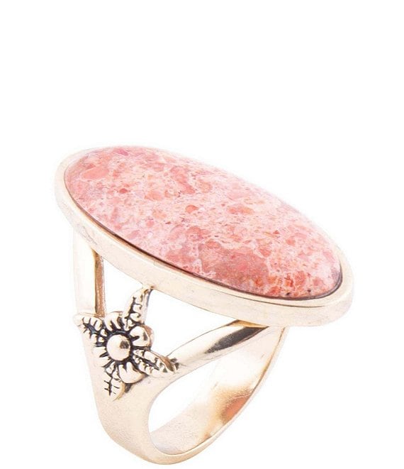 Barse Bronze and Genuine Orange Sponge Coral Oval Statement Ring