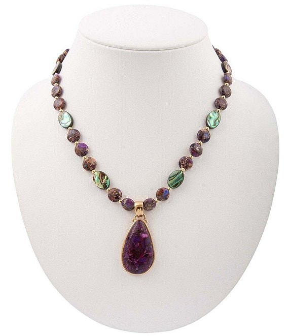 Barse Moonlit Currents Genuine Stone Short Pendant Necklace