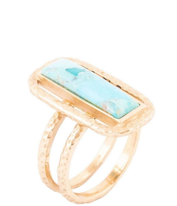 Barse Willa Blue Turquoise Golden Statement Ring