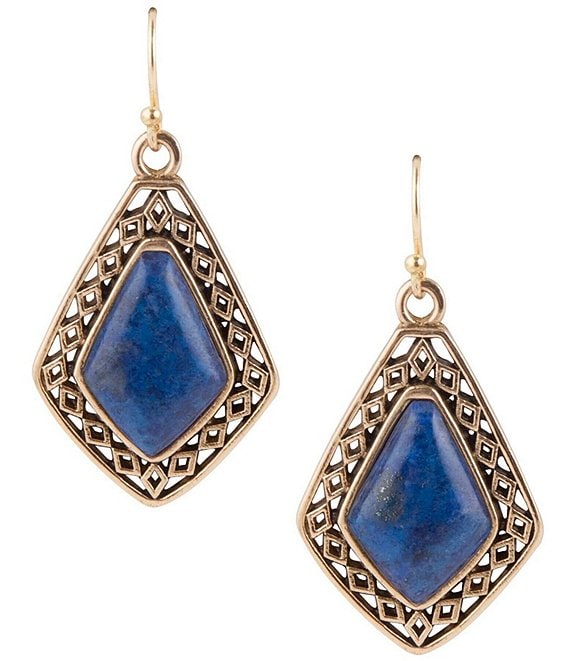 Barse Bronze and Lapis French Wire Drop Earrings