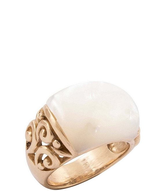 Barse Bronze and Mother Of Pearl Moonlace Statement Ring
