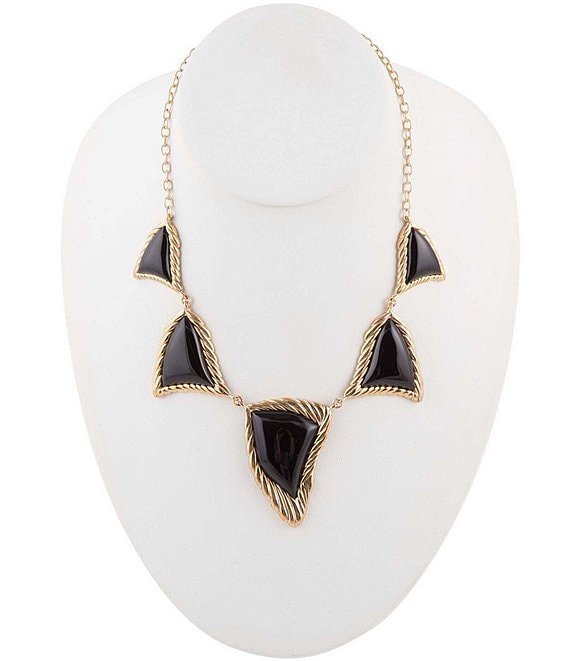 Color:Onyx/Gold - Image 1 - Bronze and Onyx Statement Necklace