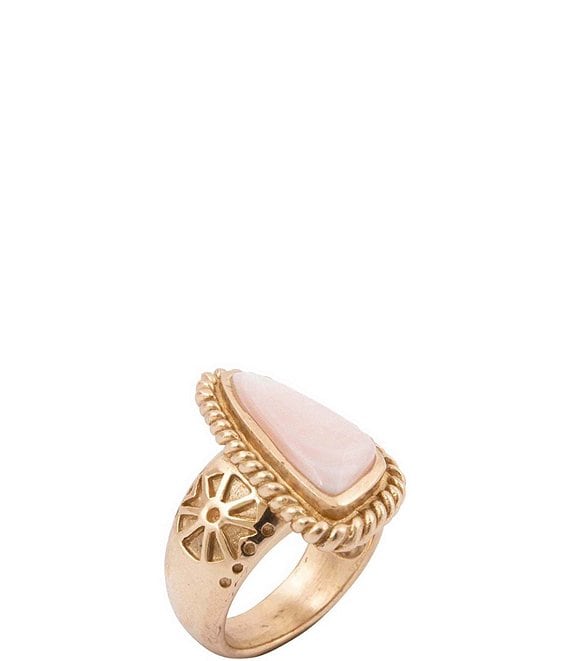 Barse Belle Bronze And Pink Mother Of Pearl Statement Ring