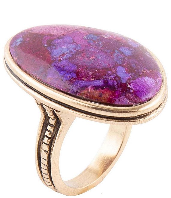Color:Purple Turquoise - Image 1 - Bronze and Purple Turquoise Statement Ring