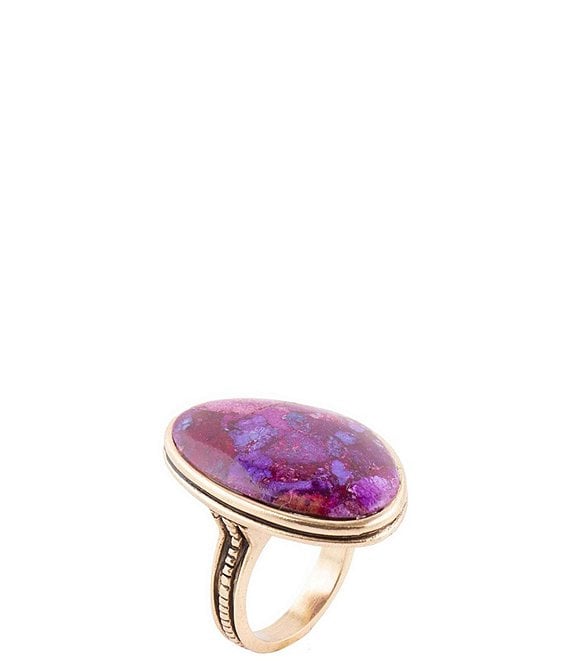Barse Aruba Purple Turquoise Golden Statement Ring