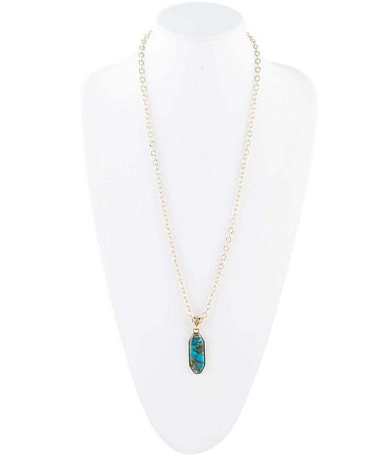 Barse Bronze and Turquoise Genuine Stone Matrix Short Pendant Necklace ...