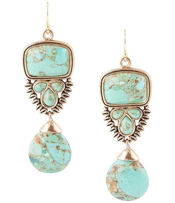 Barse Bronze Genuine Stone Turquoise Statement Drop Earrings | Dillard's