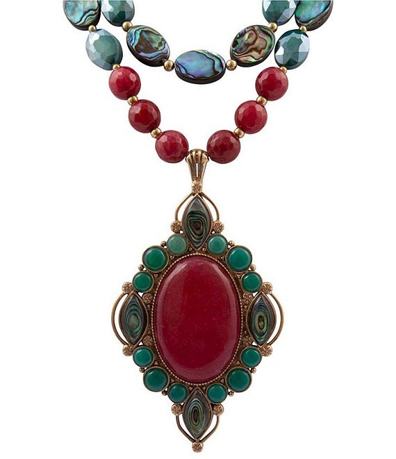 Barse Bronze Inverness Genuine Stone Statement Necklace