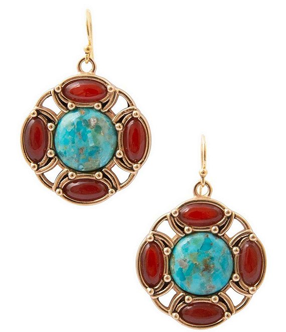 Barse Copper Sky Stone Drop Earrings
