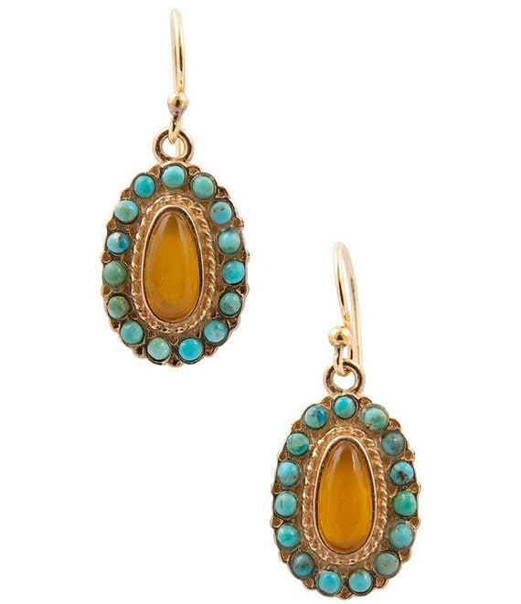 Barse Desert Radiance Turquoise and Agate Drop Earrings