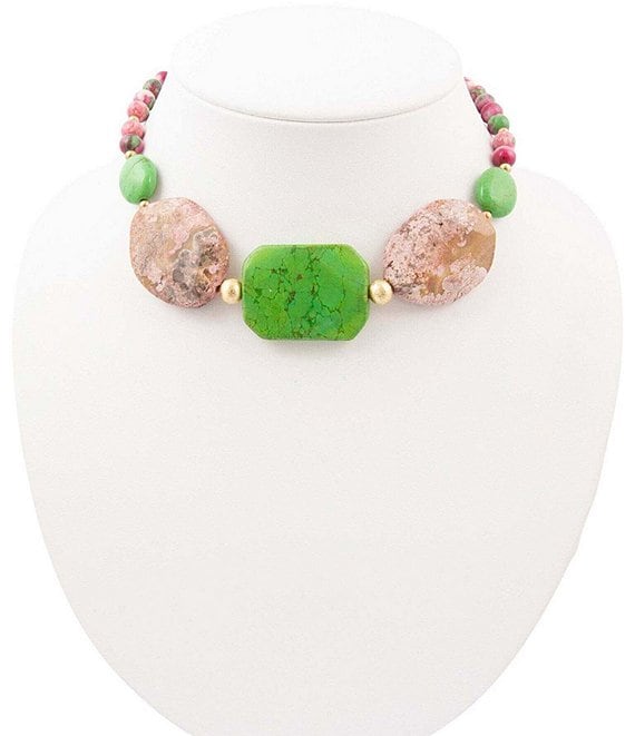 Barse Fresh Cut Jade Statement Collar Necklace
