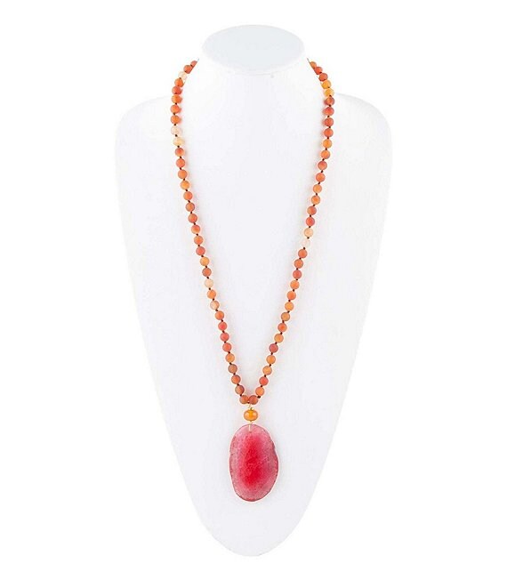 Neims Carnelian and Magenta Agate Pendant Necklace – Barse Jewelry
