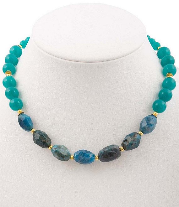 Barse Genuine Stone Crystal Cove Beaded Collar Necklace