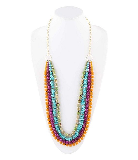 Barse Genuine Stone Statement Beaded Long Multi Strand Necklace,All Products : American Fashion Style Bags On Sale