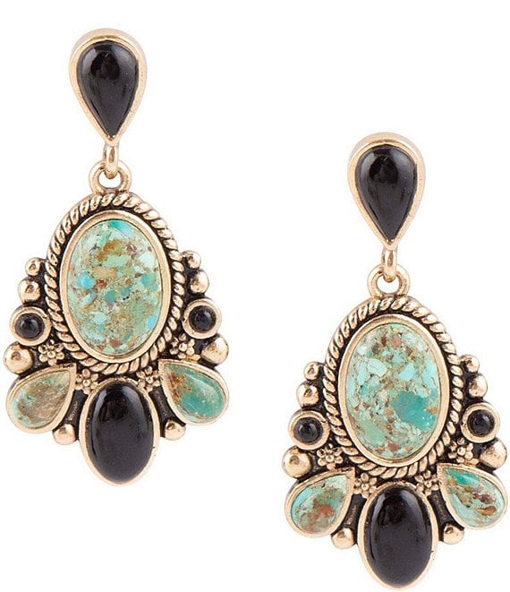 Barse Genuine Turquoise and Onyx Drop Statement Earrings | Dillard's