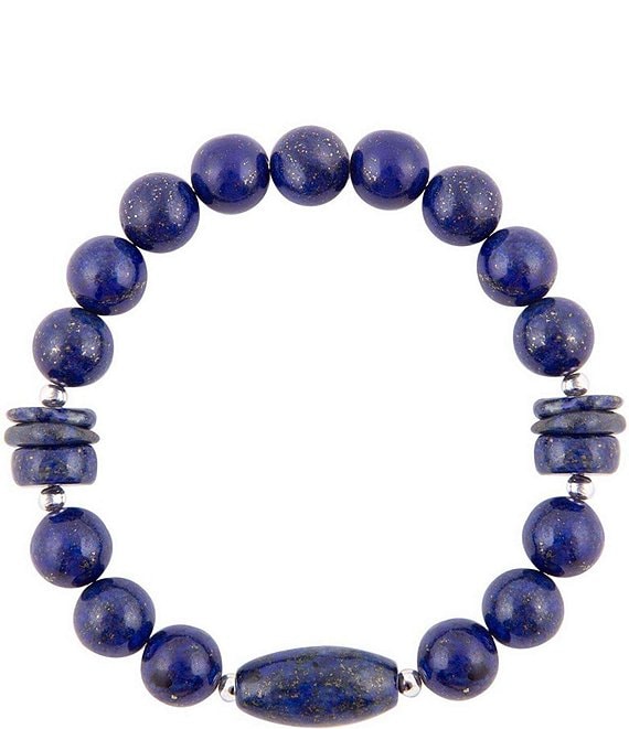 Lapis Lazuli Bead Stretch Bracelet Genuine Stones