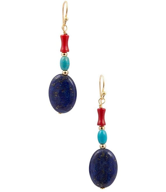 Barse Liberty Genuine Stone Linear Earrings