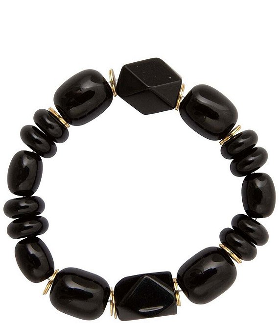 Barse Midnight Luxe Golden and Onyx Beaded Stretch Bracelet