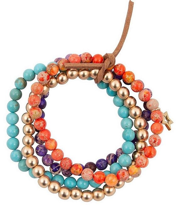 Barse Moroccan Spice Beaded Stretch Bracelet Set