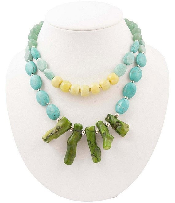 Barse Silver And Genuine Stone Coastal Grove Statement Necklace