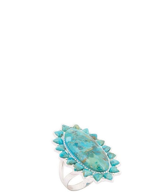 Barse Silver And Genuine Turquoise Oasis Royale Statement Ring