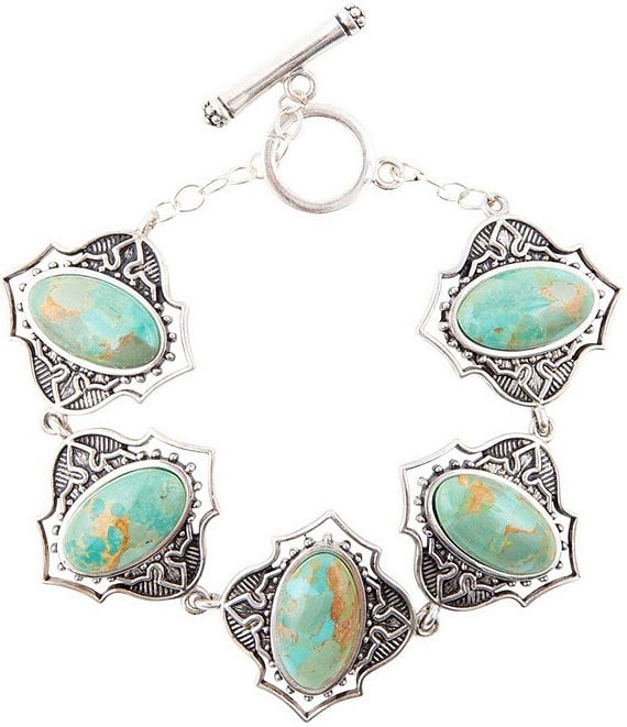 Barse Sterling Silver and Genuine Stone Turquoise Toggle Bangle Bracelet,All Products : American Fashion Style Bags On Sale
