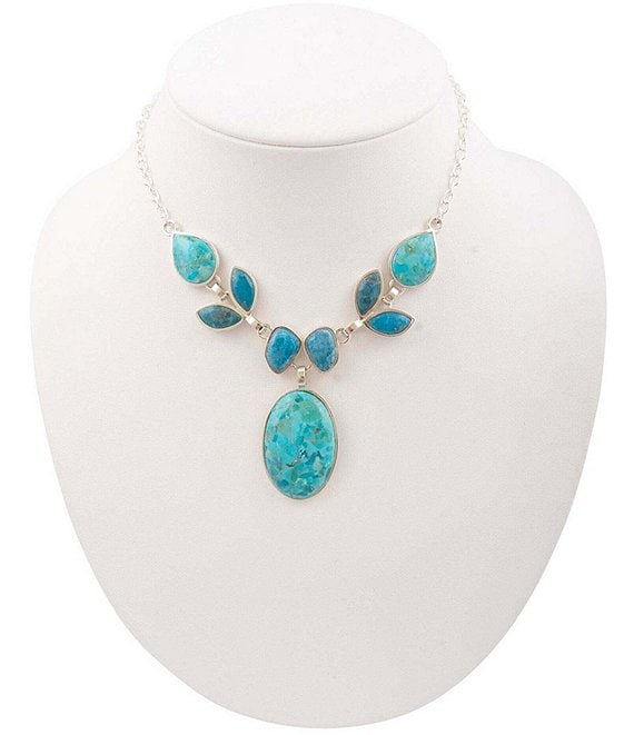Barse Seaside Sterling Silver Turquoise and Apatite Statement Necklace