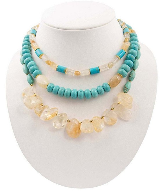 Barse Sunlit Oasis Genuine Stone Beaded Statement Necklace