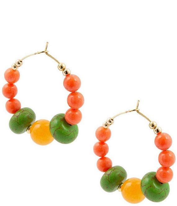 Barse Sunset Bazaar Genuine Stone Beaded Hoop Earrings