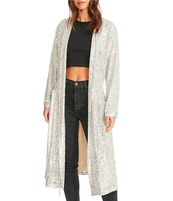 Long sequin duster on sale coat