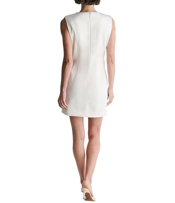 bcbg mini dress Satin Sheath Sleeveless Dress, Womens, 12, Whisper White Whisper White Bcbg Women's Crewneck A-Line Mini