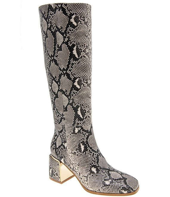 BCBGeneration Seena Snake Print Block Heel Tall Boots Dillard s