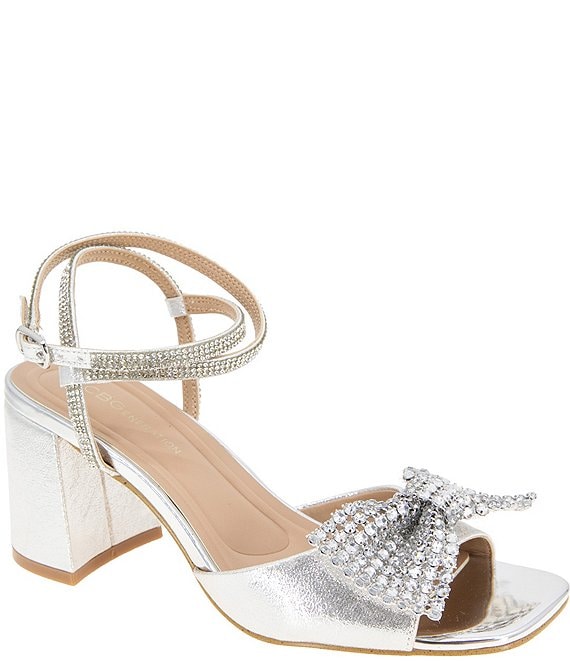 BCBGeneration Tawny Metallic Rhinestone Bow Dress Sandals