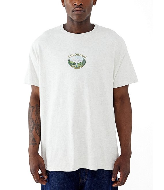 Bdg Men s Oversize Colorado Graphic T Shirt White Short Sleeve T shirts