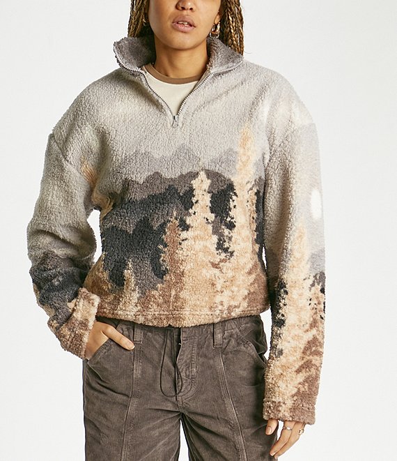 Color:Grey - Image 1 - Landscape Fleece Pullover