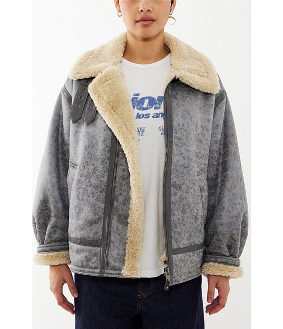 Oversized shearling aviator jacket shop