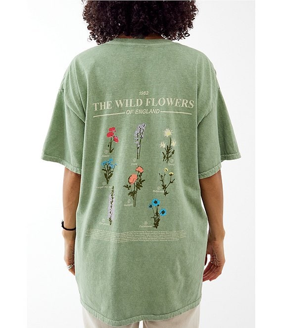 Color:Sage - Image 1 - Wild Flowers Graphic Dad T-Shirt