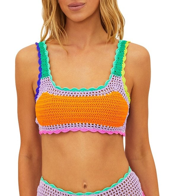 Beach Riot Andy Crochet Colorblock Scoop Swim Top