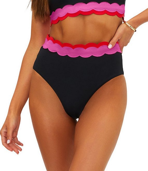 Beach Riot Harriet Color Block Wave High Waisted Bottom