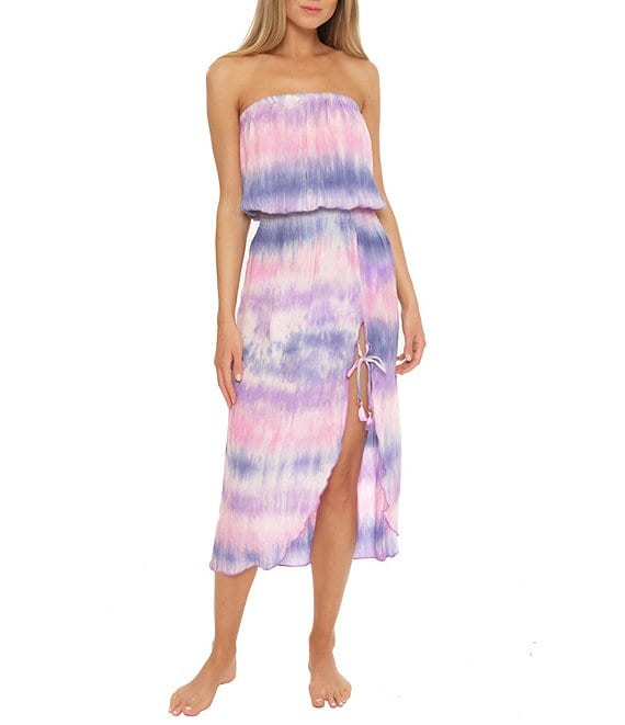 Becca by Rebecca Virtue Free Bird Texture Tie Dye Swim Cover Up Dress