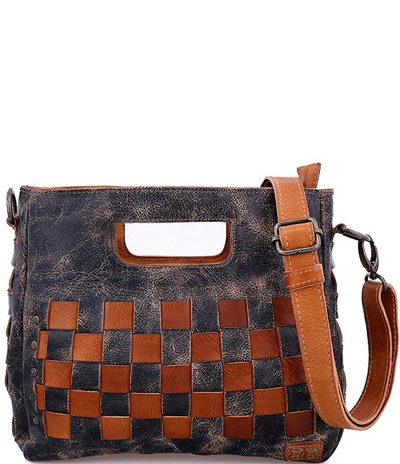 Bed Stu Keiki Leather Woven Checkered Crossbody Bag