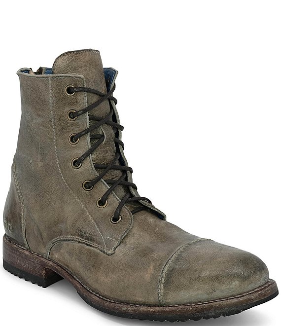 distressed leather combat boots